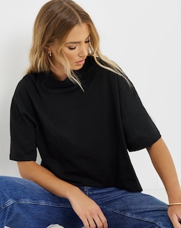 Black High Neck T-Shirt