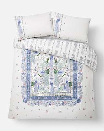 Chiara Peacock Border Cotton Blend Reversible Duvet Cover Set