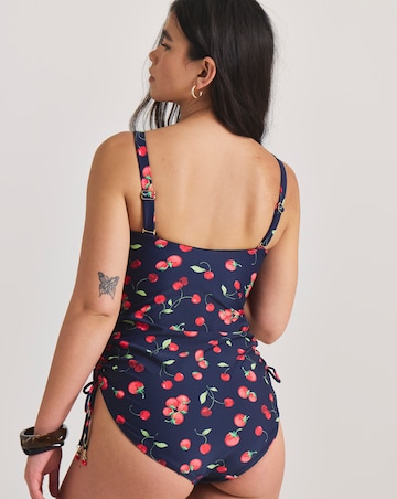 MAGISCULPT Medium Control Cherry Print Adjustable Leg Bandeau Swimsuit