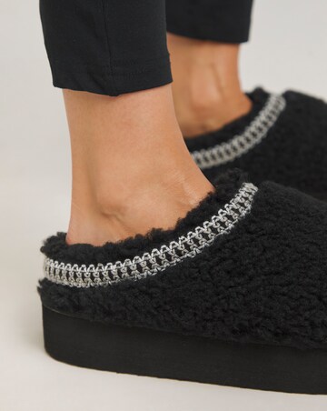 Elvira Borg Stitch Detail Flatform Slippers Wide E Fit