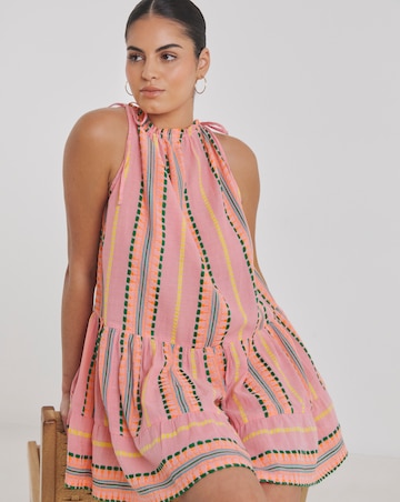 Beach to Beach Jacquard Stripe Mini Beach Dress