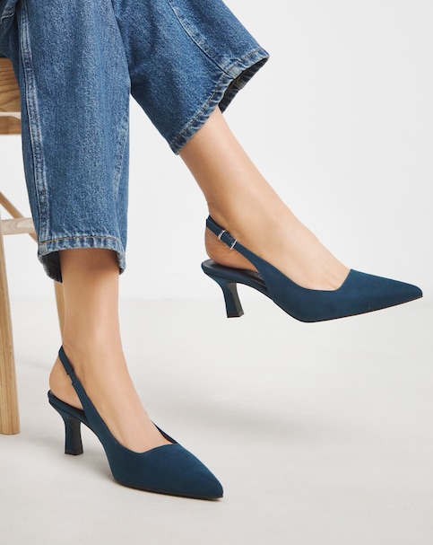 Verona Pointed Toe Slingback Heels - Wide Fit (E)