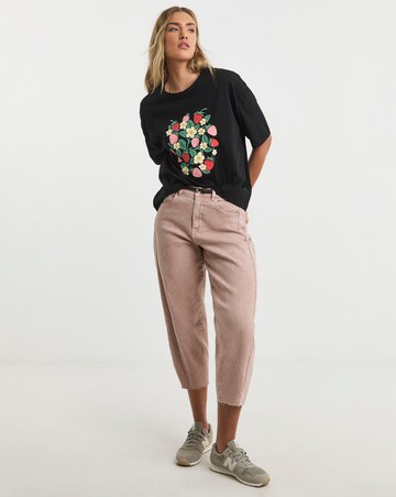 Simply Be Black Strawberry Graphic T-Shirt