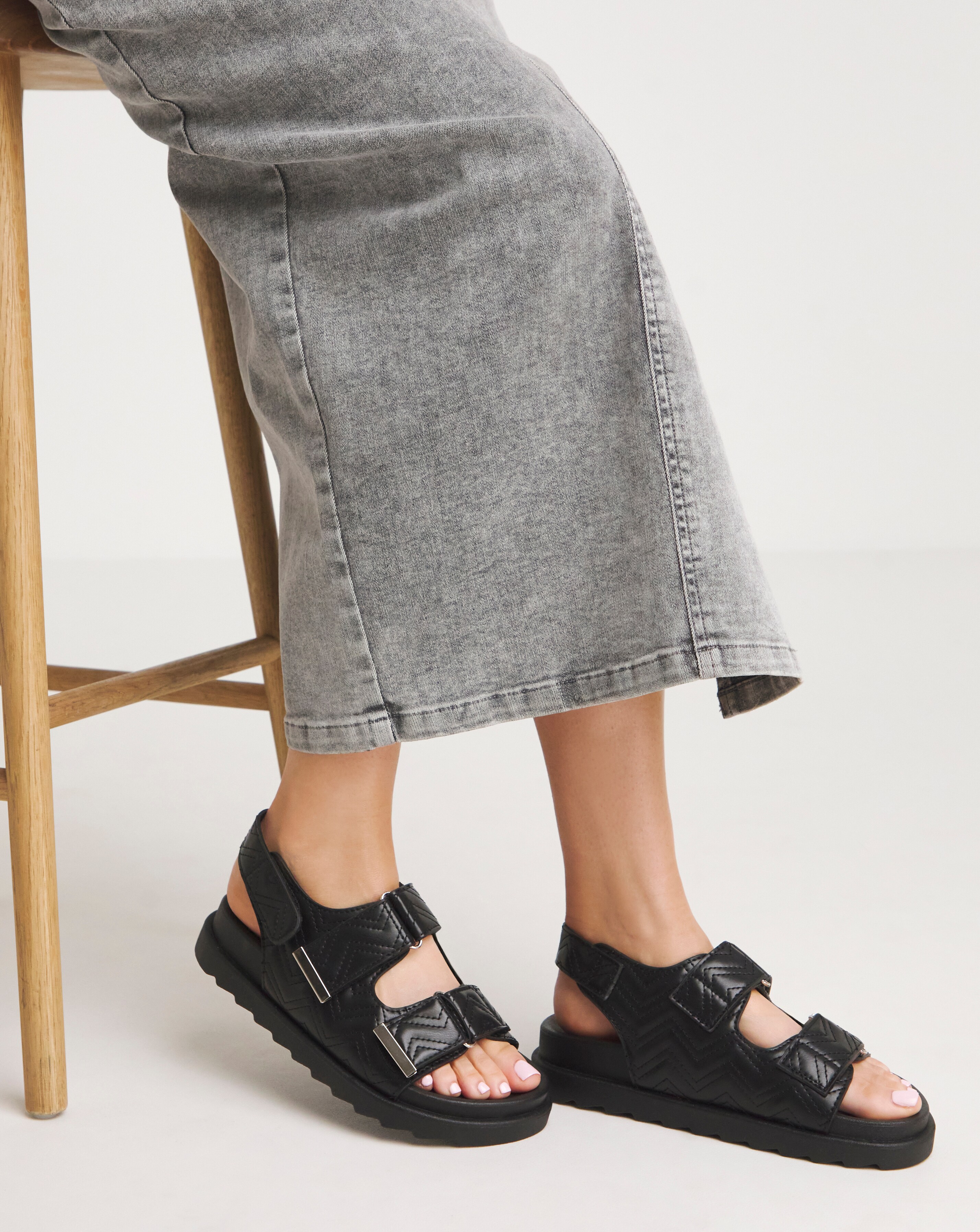 Simply Be Jess Quilted Touch and Close Sandals - Wide Fit (E)