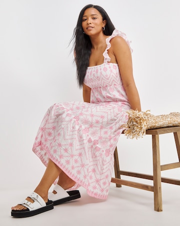 Figleaves Frida Embroidered Cotton Maxi Beach Dress