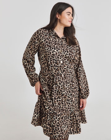 Leopard Button Through Shirt Dress