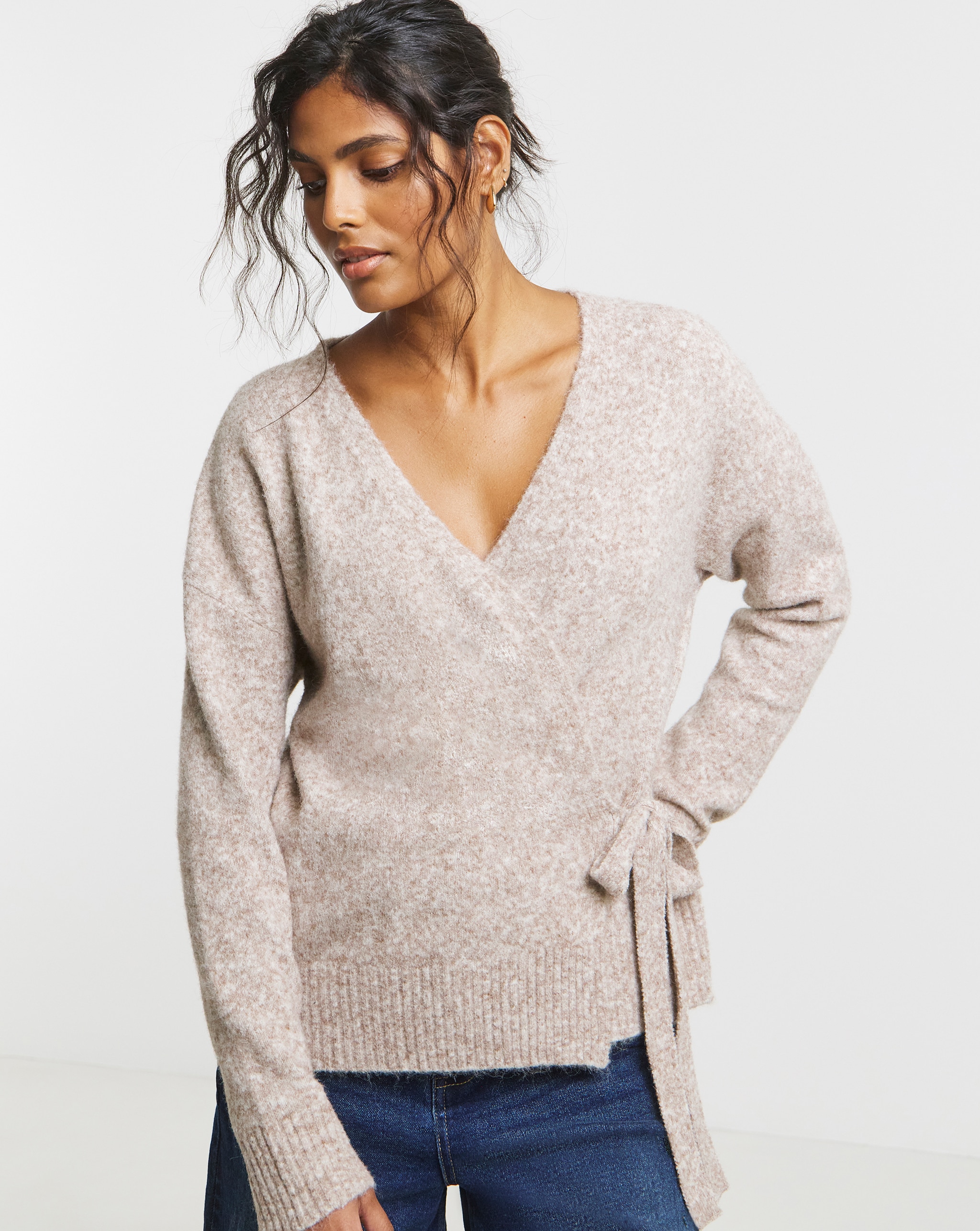 Brushed Yarn wrap cardigan