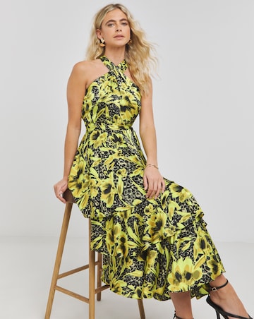 Joanna Hope Satin Tiered Maxi Dress