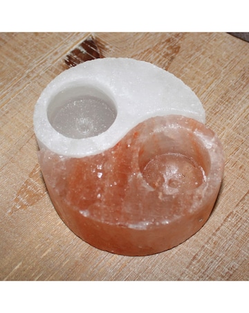 Serenity Yin and Yang Rock Salt Double Tea Light Holder