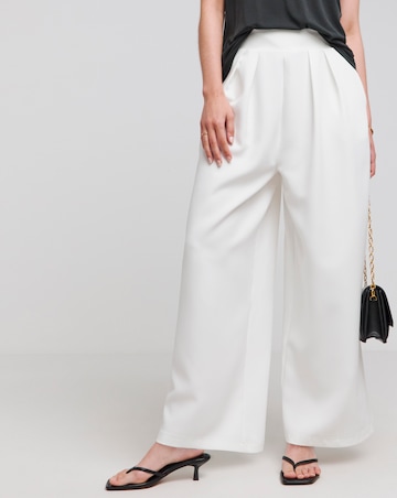 Flounce London Cream Wide Leg Trousers