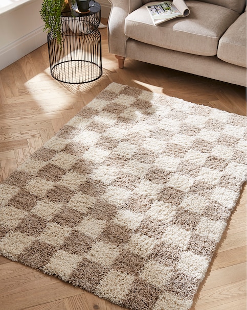 Nomad Shaggy Chequerboard Cosy Rug