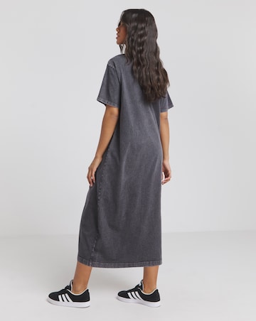 Acid Wash Cotton Jersey Midi T-Shirt Dress