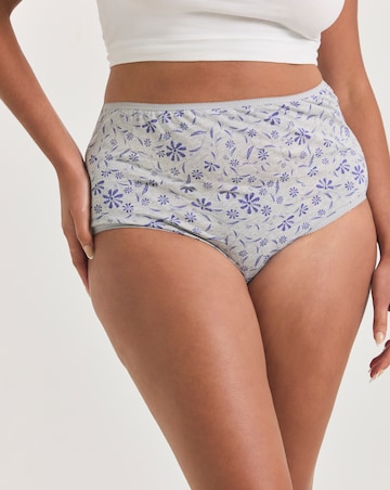 Pretty Secrets (7 Pack) Cotton Full Fit Knickers Blue Floral