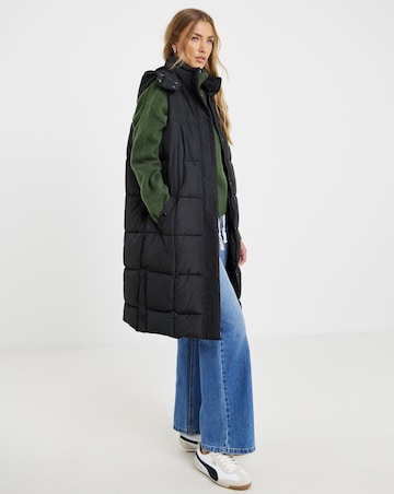 Black Square Quilt Padded Gilet