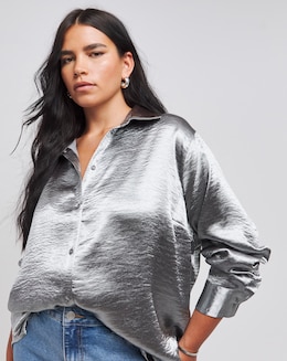 Charcoal Premium Satin Relaxed Shirt