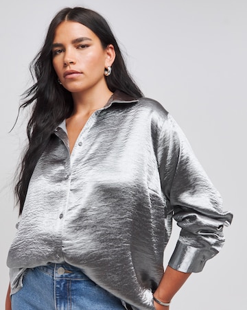 Charcoal Premium Satin Relaxed Shirt