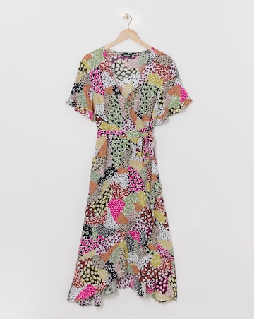 Simply Be Multi Print Crinkle Wrap Midi Dress