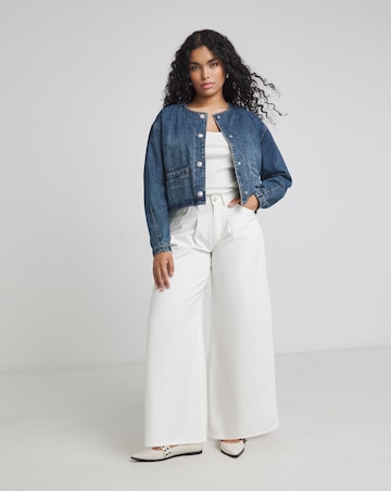 Indigo Collarless Denim Jacket