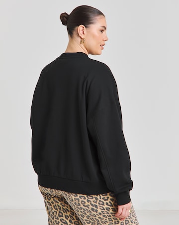 Black Zip Through Bomber Jacket