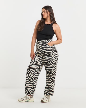 Simply Be Zebra Print Denim Barrel Jeans
