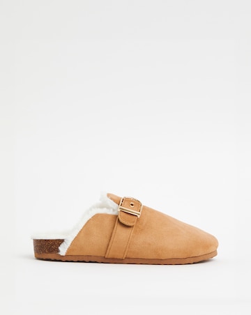 Franny Closed Toe House Shoe With Buckle Detail - Wide Fit (E)