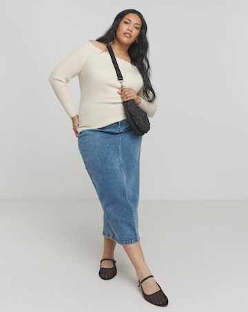 Cream Ribbed off the Shoulder Top