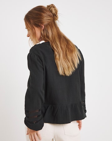 Simply Be Black Cheesecloth Cutwork Blouse