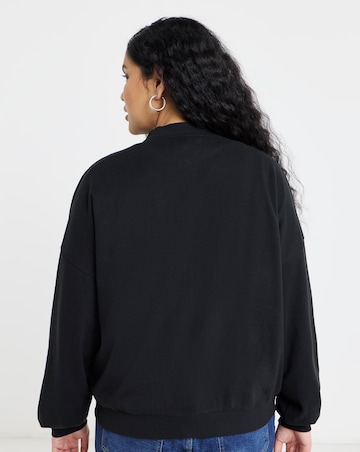 Black Cut & Sew Zip Up Bomber Jacket