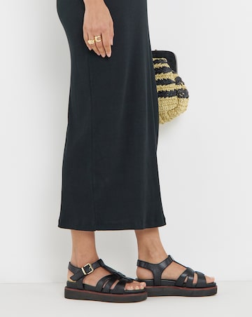 Fontana Leather T Bar Fisherman Sandals - Wide Fit (E)