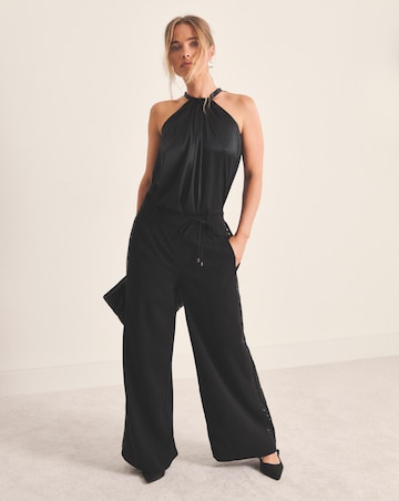 Simply Be Sequin Side Stripe Wide Leg Tousers