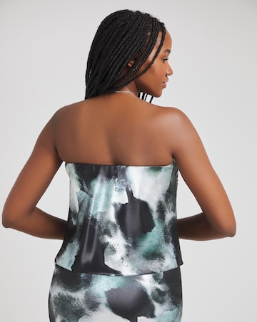 Abstract Print Satin Bandeau Top