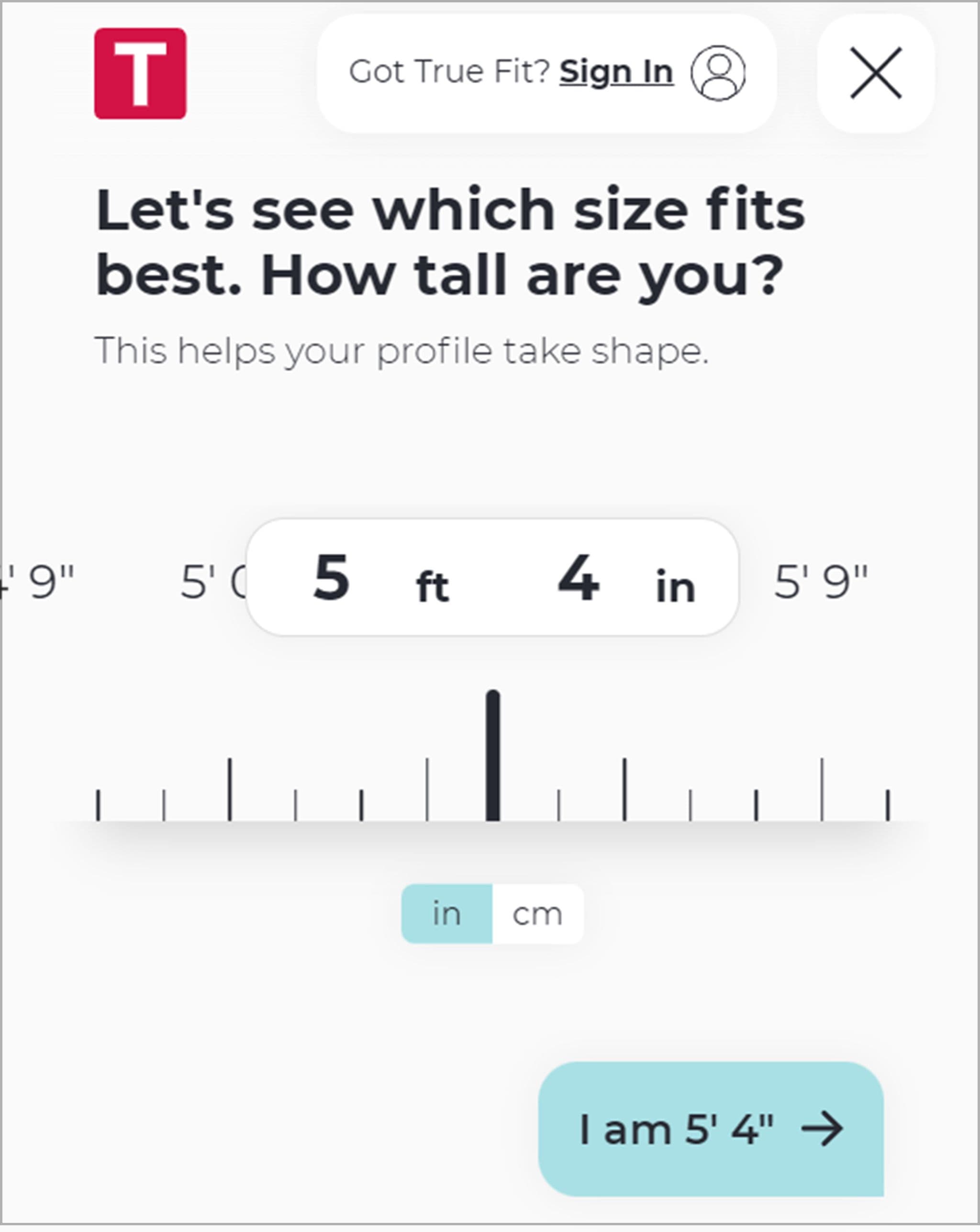 Create a size profile about your body shape and other brands you shop with.