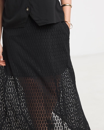 Simply Be Black Lace Midaxi Aline Skirt