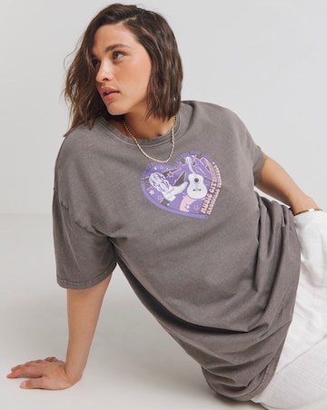 Acid Wash Music Festival Longline Slogan T-Shirt