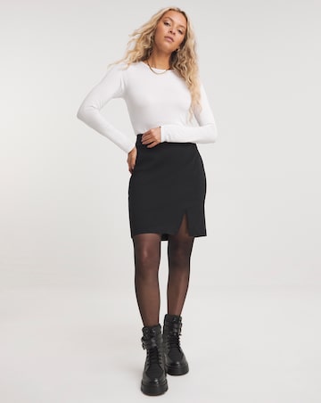 Bengaline Super Stretch Side Split Mini Skirt