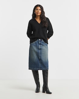 Simply Be Vintage Wash Knee Skirt