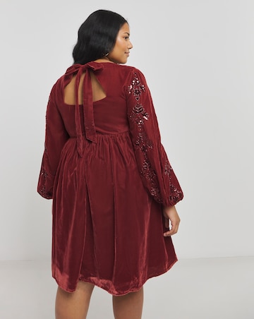 Maya Crushed Velvet Embellished Dress