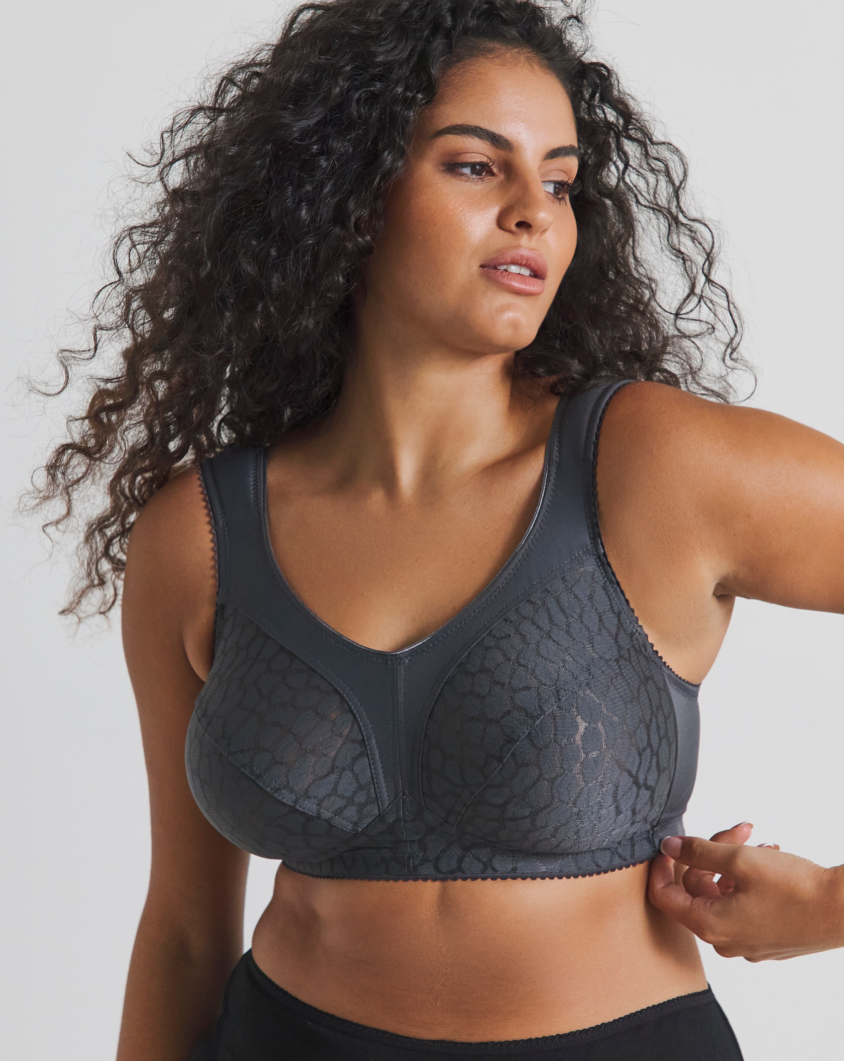 Miss Mary of Sweden Jacquard Non Wired Bra Dark Grey