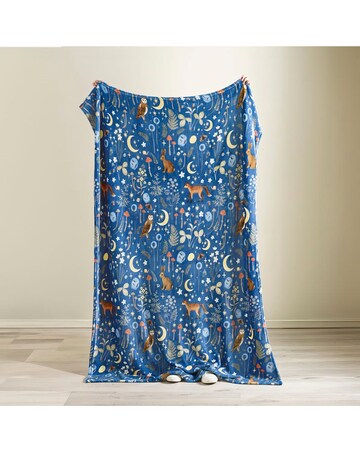 Catherine Lansfield Enchanted Twilight Fleece Throw - Navy