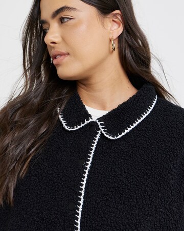Black & White Whipstitch Borg Button Through