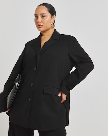 Black Premium Stretch Ponte Single Breasted Blazer