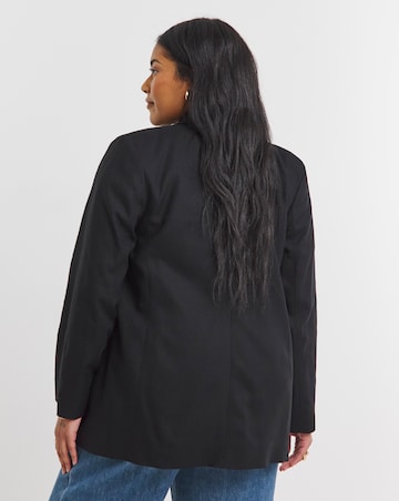 Black Relaxed Linen Blend Blazer