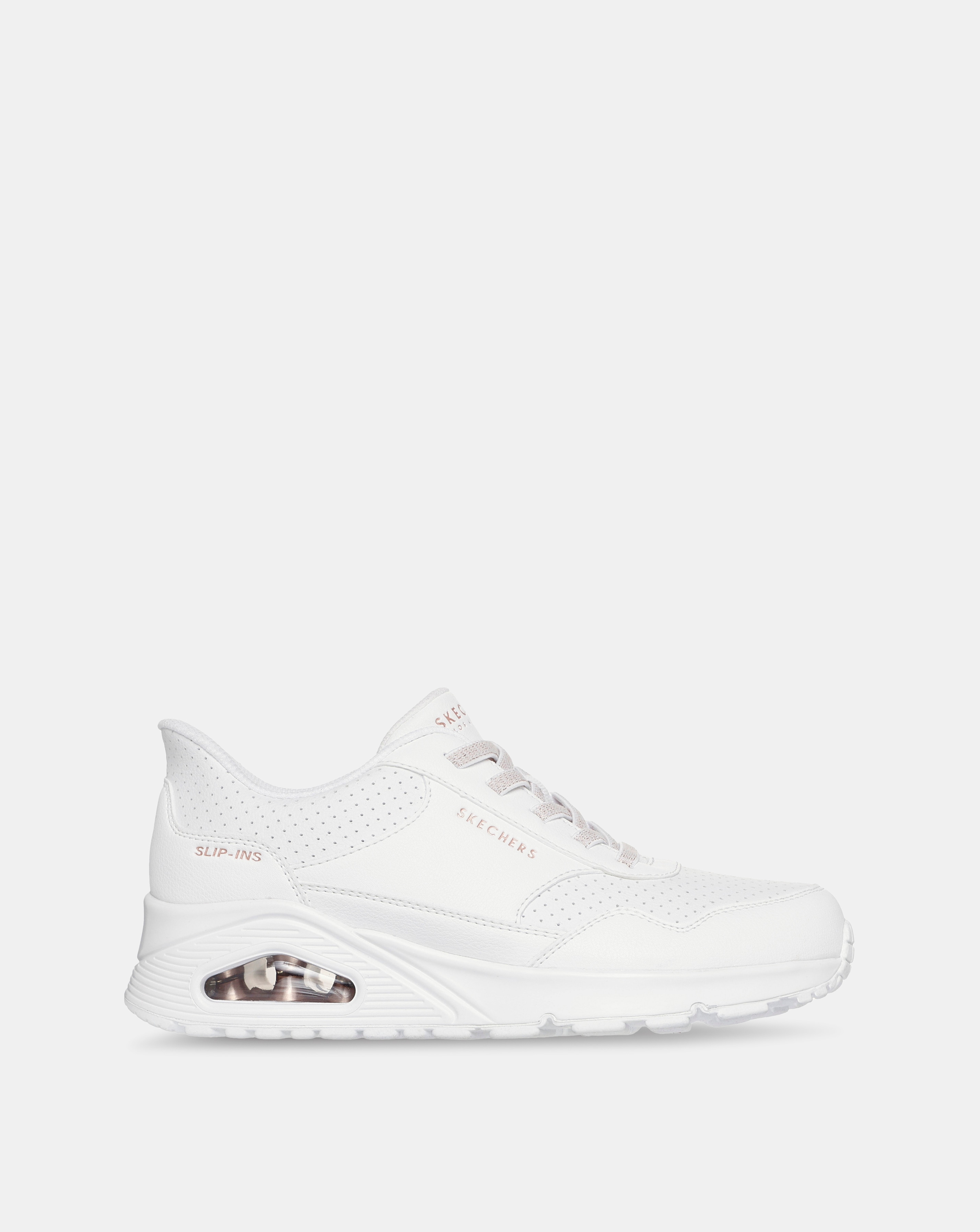 Skechers White Uno Banksia Slip In Luxe Trainers - Wide Fit (E)