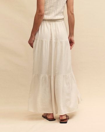 Nobody's Child Cream Linen-blend Tiered Maxi Skirt