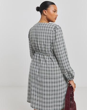 Mono Check Bow Detail Skater Dress