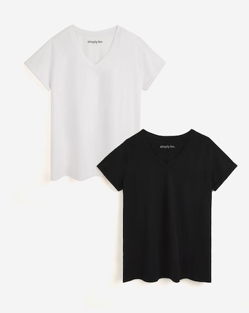Black and White 2 Pack V Neck Longline T-Shirts