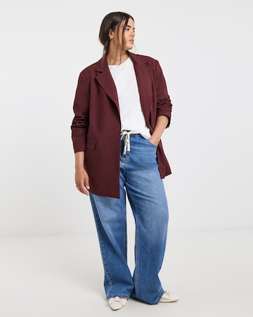 Burgundy Oversized Single Breasted Blazer