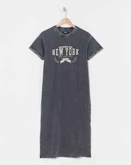 Simply Be Acid Wash Short Sleeve Graphic T-Shirt Dress