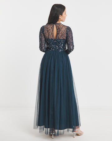 Maya Deluxe Tulle Linear Sequin Embellished Maxi