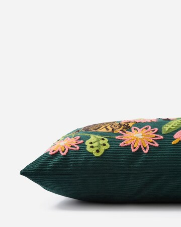 Embroidered Tigers Velvet Cushion